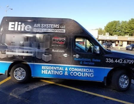 Technician work van on location at high point nc warehouse